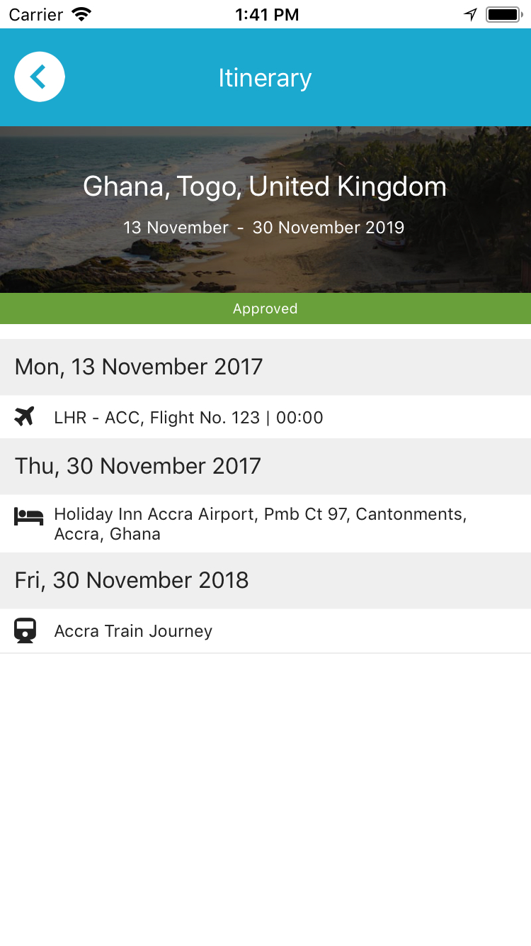 Itinerary detail view