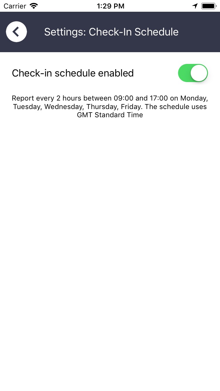 Check-In scheduled enabled