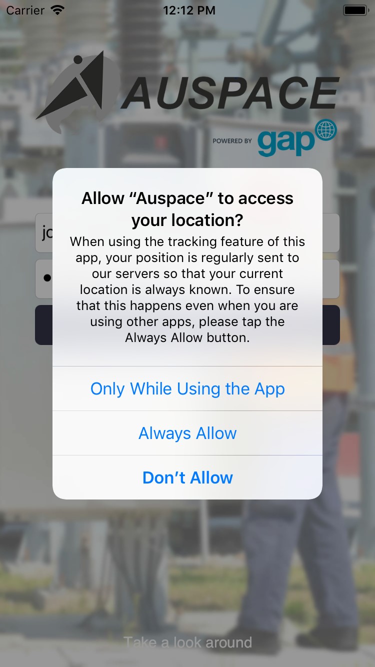 Location Services prompt
