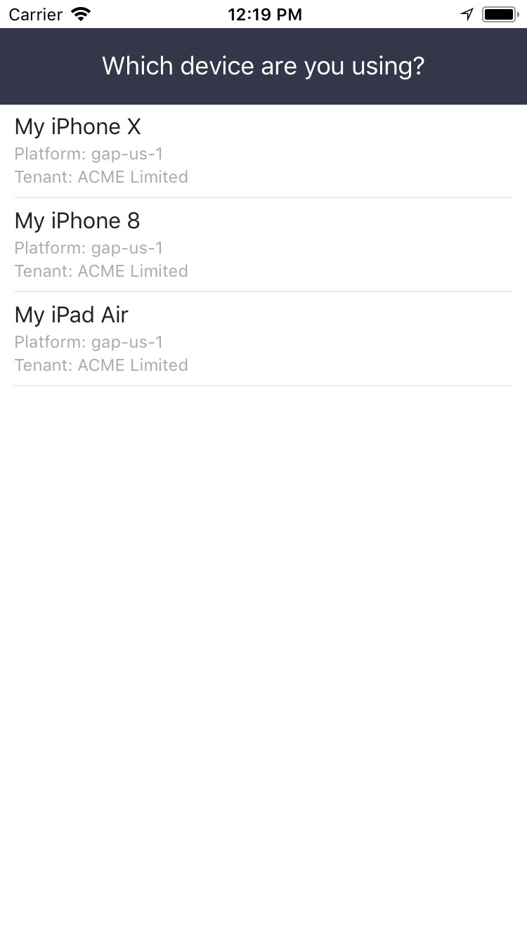 Activation screen showing more than one device