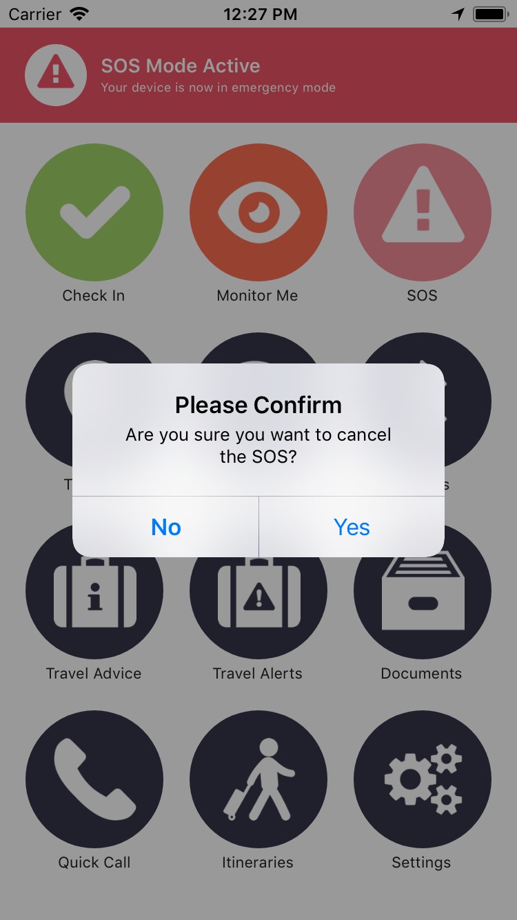 Cancel SOS prompt