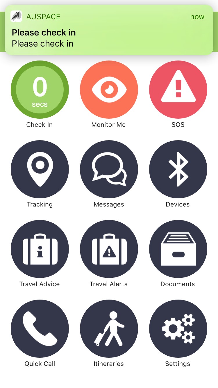 Check-In required notification
