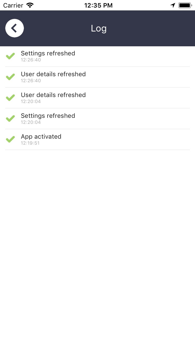 Log screen