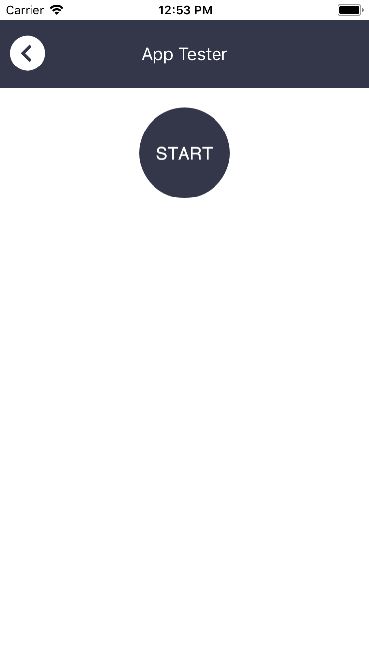 App Tester screen
