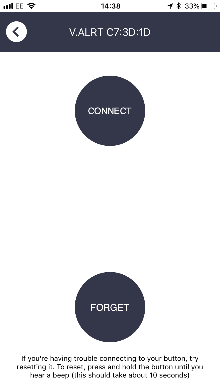 Reconnect / Forget device screen