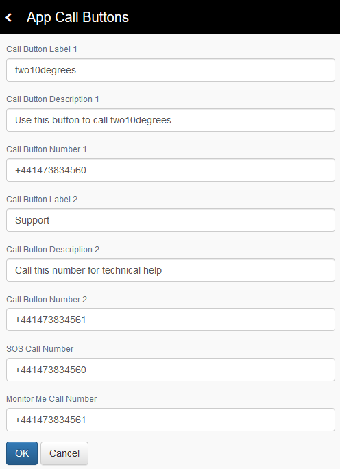 Setting up the app Quick Call buttons