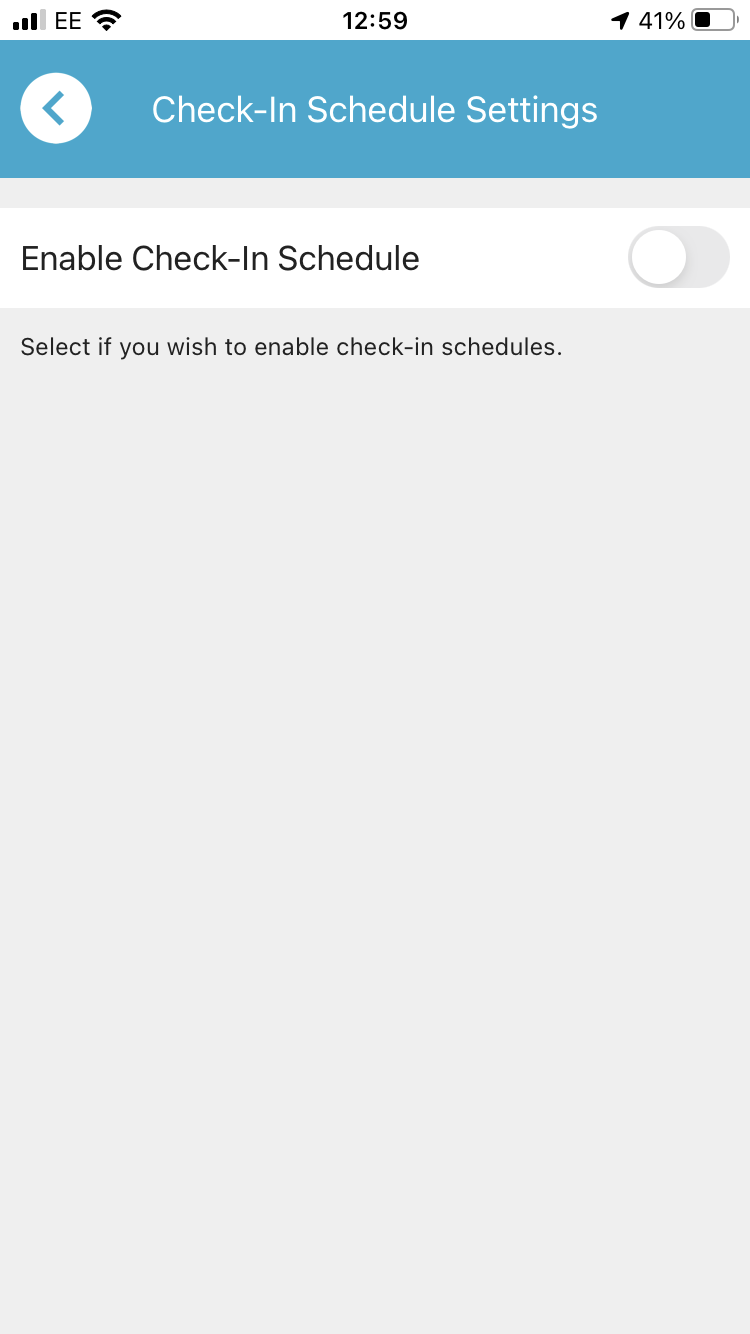 Check-In Schedule settings