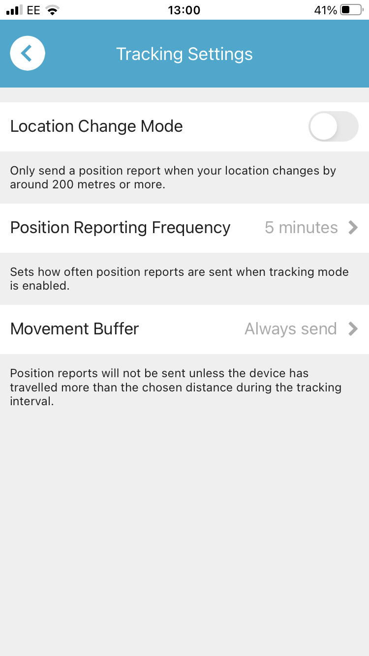 Tracking settings