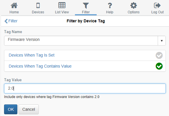 Filter by device tag value